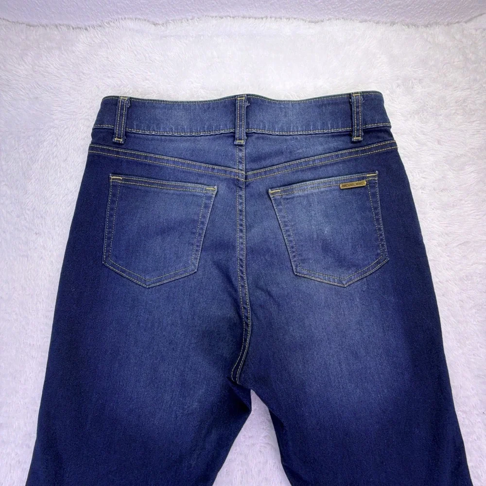 Michael Kors Women 10 (30x32) Jeans Flare High Rise Dark Blue Denim Stretch